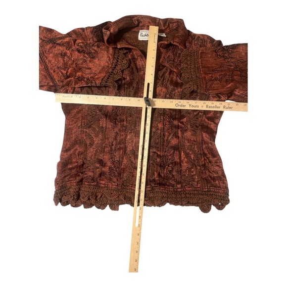 Flashback Embroidered Crochet Western Burnout Blazer Size Large RG1 - Picture 5 of 5